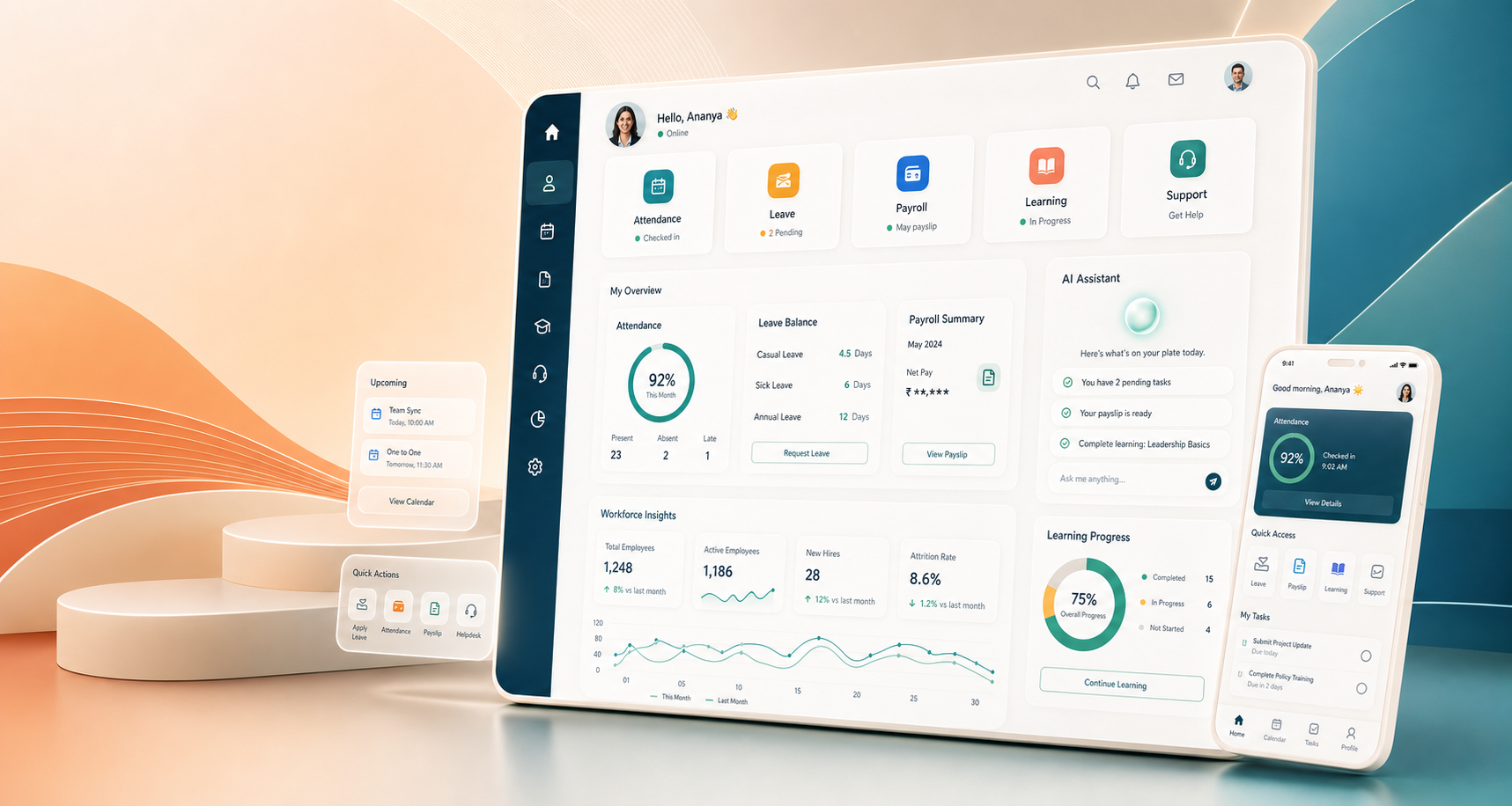 Kola HRMS HR dashboard preview
